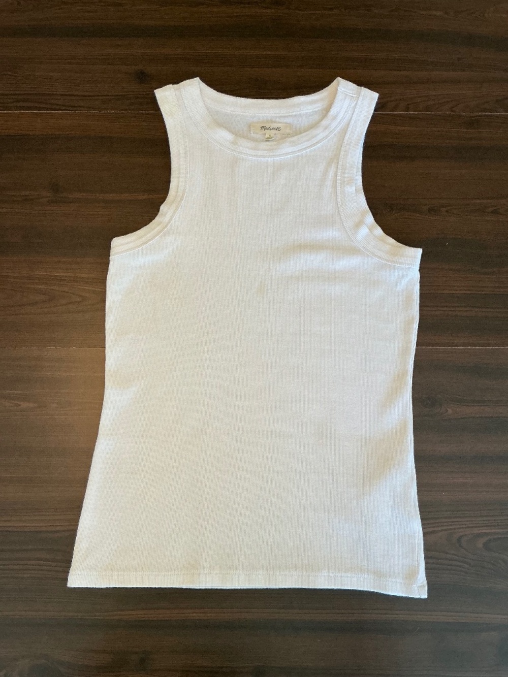 Madewell White Ribbed Tank Top High Neck Basic Layering Size Small